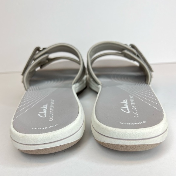 Clarks Cloudsteppers Women's Breeze Piper Slides 27772 Sz 9M Lt. Grey/White Nice - Picture 5 of 11